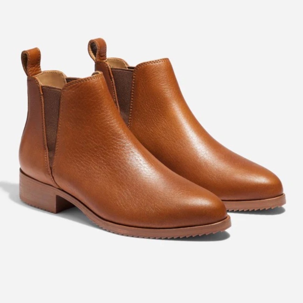 NEW NISOLO Eva Everyday Chelsea Leather Boots Women Auburn Waterproof $228 - Picture 1 of 6